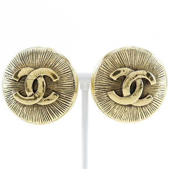 CHANEL Gold Logo Earrings